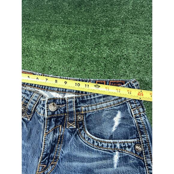 Rock Revival Jeans Mens Y2K Anthony Straight Distressed Faded Whiskering 32x33 - Picture 10 of 12